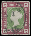 Markenausgaben
Helgoland
1867, 2 Schilling durchstochen, farbfrisch jedoch senkrechter Knitter, mit sauberem K1 "CUXHAVEN 3 3 74". Ein sehr seltener...