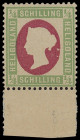 Markenausgaben
Helgoland
1873, Fehldruck 1/4 Schilling grün/karmin, postfrisches Unterrandstück (dort Falz) in Kabinett-Qualität. Ein besonders fris...