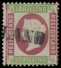 Markenausgaben
Helgoland
1873, 3/4 Schilling gezähnt, farbfrisch jedoch oben nachgezähnt, mit sauber und gerade aufgesetztem L1 "HELGOLAND". Echt ge...