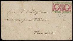Markenausgaben
Helgoland
GRÖßTE BEKANNTE EINHEIT: 1873, 3/4 Schilling hellgrün/rosa, farbfrisches waagerechtes Paar (kleiner Eckbug und ein kurzer Z...