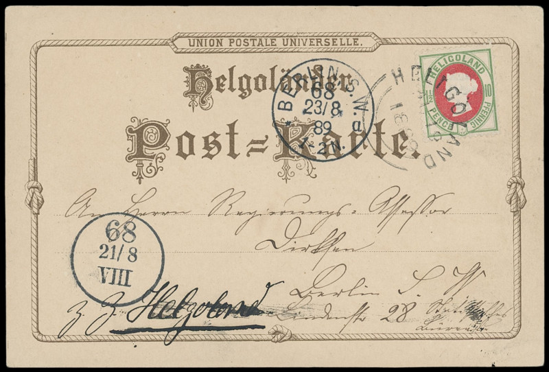 Markenausgaben
Helgoland
1875/89, 10 Pfennig hellgrün/mittelrot, Kabinettstück...