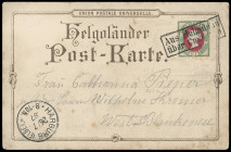 Markenausgaben
Helgoland
1875/87, 10 Pfennig bläulichgrün/rötlichkarmin, farbfrisch jedoch teils minimal verkürzte Zähne, mit sauberem Ra2 "Aus Helg...