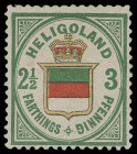 Markenausgaben
Helgoland
1876, 2 1/2 Farthing/3 Pfennig, amtlicher Neudruck, sehr farbfrisches Prachtstück, ungebraucht mit Originalgummi. Eine extr...
