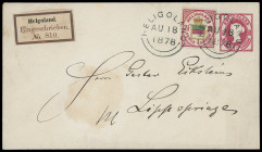 Markenausgaben
Helgoland
1875/78, 20 Pfennig lilakarmin/gelb/blaugrün, farbfrisches Kabinettstück auf 10 Pfennig Ganzsachen-Kuvert (leicht brauner F...