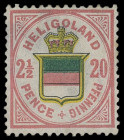 Markenausgaben
Helgoland
1876/87, 20 Pfennig lehaftrosa/hellrötlichgelb/graugrün, farbtypisch, jedoch deutlich hell, ungestempelt. Ein gutes Referen...