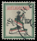 Markenausgaben
Helgoland
1879/89, 1 Mark dunkelgrün/schwarz/karmin, Kabinettstück mit sehr sauberem KBS "HELIGOLAND". Signatur Pfenninger, Mi. 280