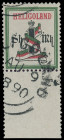 Markenausgaben
Helgoland
1879/89, 1 Mark dunkelgrün/schwarz/karmin, Kabinettstück mit besonders breitem Bogenrand unten und sauberem KBS "HELIGOLAND...