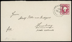 Ganzsachen
Helgoland
1875, 10 Pfennig Ganzsachen-Kuvert, mit sehr sauberem KBS "HELIGOLAND JA 1 1876" nach Hamburg. Ein ungewöhnlicher Neujahrs-Brie...