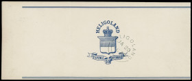Ganzsachen
Helgoland
1878, 1 1/2 Pence /10 Pfennig dunkelblau, Ganzsachen-Streifband (leichte senkrechte Bugspur deutlich links des Wertstempels) mi...