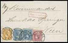Markenausgaben
Preussen
1858, Kopfausgabe mit gegittertem Grund: 1 Silbergroschen rosa mit zwei Exemplaren 2 Sgr. blau in leicht unterschiedlichen N...