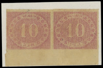 Markenausgaben
Preussen
1866, Innendienst: 10 Silbergroschen durchstochen, sehr schönes und seltenes Unterrand-Paar, praktisch postfrisch und perfek...