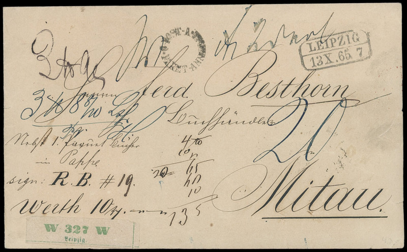 Sachsen
1865, sehr seltene Auslands-Wertsendung mit entsprechendem Aufkleber vo...