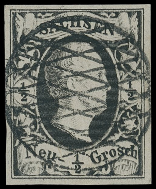 Markenausgaben
Sachsen
1851, König Friedrich August: 1/2 Neugroschen, allseits...