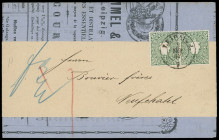 Markenausgaben
Sachsen
1863, Wappenausgabe: 3 Pfennig grün, farbfrisches waagerechtes Kabinett-Paar als portorichtige Mehrfachfrankatur auf dekorati...
