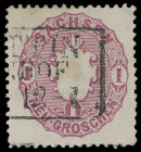 Markenausgaben
Sachsen
1863, Wappenausgabe: 1 Neugroschen rot bis 3 Neugroschen braun, alle mit preußischen Fremdentwertungen "STETTIN BAHNHOF", "HA...