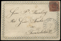 Dänische Postverwaltung
Schleswig-Holstein
1860, Dänemark 4 Skilling braun, punktierter Hintergrund, besonders tieffarbig und meist vollrandig, mit ...