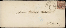 Dänische Postverwaltung
Schleswig-Holstein
1862, Dänemark 4 Skilling gewellter Grund, farbfrisch und meist breitrandig (rechts durch Randklebung etw...