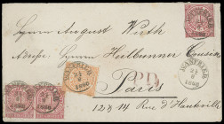Stempel
Thurn und Taxis
"WANFRIED 24/8 1868" kleiner K1 in Sonderform, auf NDP 1/2 Groschen orange zusammen mit waagerechtem Paar und Einzelstück 1 ...