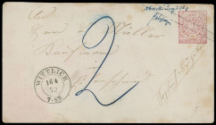 Ganzsachen
Norddeutscher Postbezirk
1868, 1 Groschen Ganzsachen-Kuvert, mit sehr sauberem K2 "WITTLICH 16 4 72“, also außerhalb der Gültigkeit, mit ...