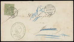 Brustschilde
Deutsches Reich
1872/75, breiter Bogenrand einer 1 Groschen Brustschild-Marke für den Verschluss des Briefes eines Notariats aus der Ne...