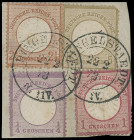 Brustschilde
Deutsches Reich
1872, Kleiner Brustschild: 1/4 Groschen, sowie Großer Brustschild: 1 Groschen karmin, 2 1/2 Groschen braun und 5 5 Gros...