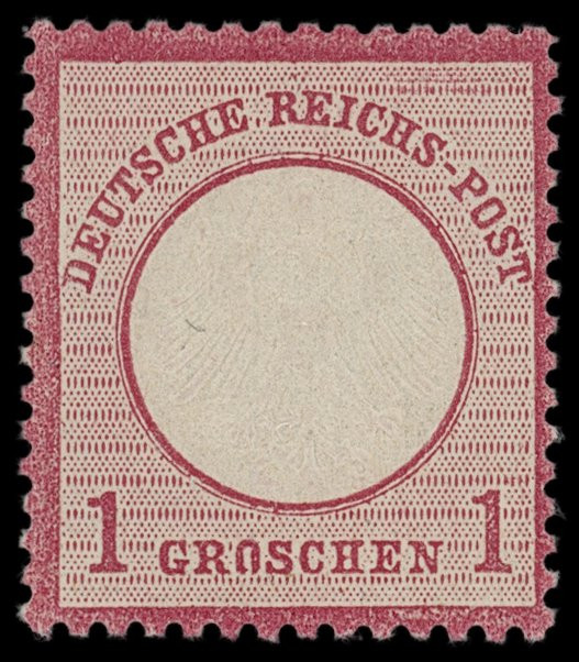 Brustschilde
Deutsches Reich
1872, Kleiner Brustschild: 1 Groschen karmin, far...