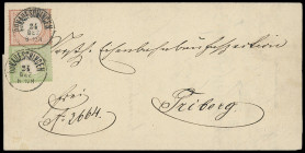 Brustschilde
Deutsches Reich
1872, Kleiner Brustschild: 2 Kreuzer ziegelrot (etwas oxydiert) zusammen mit großer Brustschild, 1 Kreuzer gelbgrün, se...