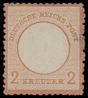 Brustschilde
Deutsches Reich
1872, Kleiner Brustschild: 2 Kreuzer rotorange (ziegelrot), Besonderheit: raue Zähnung, ungebraucht mit kleinen Mängeln...