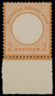 Brustschilde
Deutsches Reich
1872, Kleiner Brustschild: 2 Kreuzer orange, farbfrisches Luxus-Unterrandstück, postfrisch ohne Signaturen. Michel 180+...