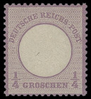 Brustschilde
Deutsches Reich
1872, Großer Brustschild: 1/4 Groschen grauviolett, kleine Marke (L15), sehr schön geprägt, postfrisch ohne Signaturen,...
