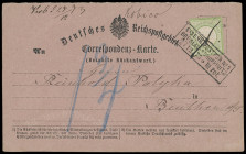 Brustschilde
Deutsches Reich
1872, Großer Brustschild: 1/3 Groschen grün, Prachtstück mit sauberem Ra3 „EISENB. POST BUR. No 5 BRESLAU-SCHOPPINITZ 2...