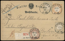 Brustschilde
Deutsches Reich
1872, Großer Brustschild: 2 1/2 Groschen braun zusammen mit 1/2 Groschen orange und zwei 5 Groschen ocker, mit sehr sau...