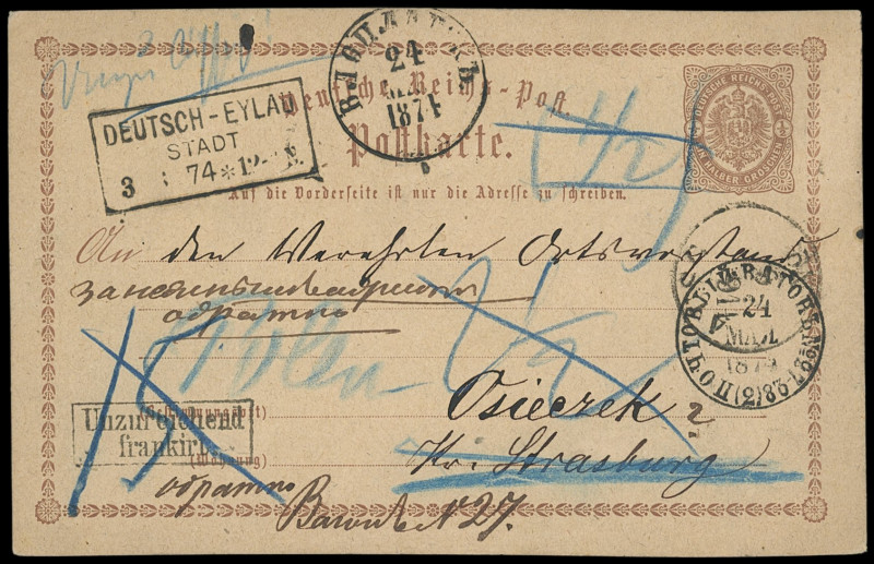 Ganzsachen
Deutsches Reich
1872/74, 1/2 Groschen Ganzsachen-Karte mit besserem...