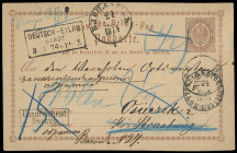 Ganzsachen
Deutsches Reich
1872/74, 1/2 Groschen Ganzsachen-Karte mit besserem Ra3 „DEUTSCH - EYLAND“ und „Unzureichend frankiert.“ als unterfrankie...