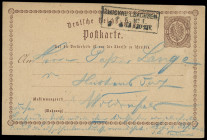 Ganzsachen
Deutsches Reich
1872/74, 1/2 Groschen Ganzsachen-Postkarte, mit sauber aufgesetztem Ra3 „ZWICKAU i. SACHSEN P. E. No. 1.“ nach Hartmannsd...