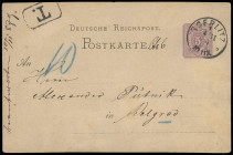 Ganzsachen
Deutsches Reich
1879, Post nach Serbien: 5 Pfennige Ganzsachen-Karte mit sauberem K1 „GOERLITZ 4 11 79“ als Unterfrankatur nach Belgrad m...