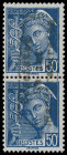 Dünkirchen
Deutsche Besetzungen 2. WK
1940, 50 Cent Merkurkopf blau Aufdrucktype I, senkrechtes Paar, postfrisch, tadellos, signiert, Mi. 300