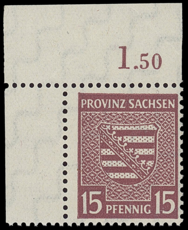 Provinz Sachsen
Deutschland nach 1945
1945, 15 Pf Freimarke Provinzwappen mitt...