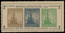 Thüringen
Deutschland nach 1945
1945, Blockausgabe: Weihnachten - Antifaschismus auf Papier mit feiner Netzstruktur in Type I, der sogenannte "Klein...