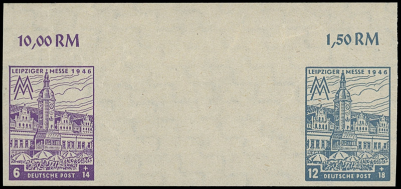 West-Sachsen
Deutschland nach 1945
1946, 6 + 14 (Pf) bis 84 + 66 (Pf) Leipzige...