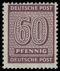West-Sachsen
Deutschland nach 1945
1945, 60 Pfennig karminbraun mit Wasserzeichen Y "Stufen steigend", auf dünnem, weißem Papier, tadellos postfrisc...