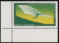 Berlin
Deutschland nach 1945
1978, 40 + 20 Pf Jugend Luftfahrt - Lilienthal-Gleiter (1891) mit der seltenen Abart: "Farbe Schwarz (Wertziffer "40") ...