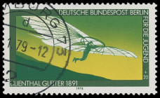 Berlin
Deutschland nach 1945
1978, 40 + 20 (Pf) Jugend: Luftfahrt - Lilienthal-Gleiter (1891) mit der seltenen Abart: "Farbe Schwarz (Wertziffer "40...