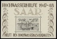 Saarland
Deutschland nach 1945
1948, Hochwasser-Blockpaar postfrisch, der kleine Hochwasser-Block mit Haftspuren, der große Hochwasser-Block tadello...