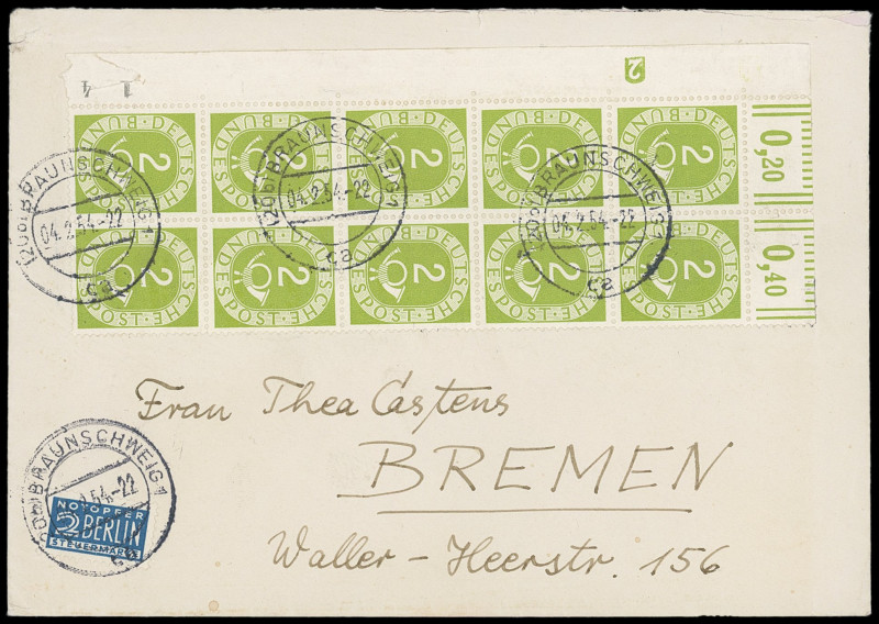 Bundesrepublik Deutschland
Deutschland nach 1945
1951, 2 Pfennig Posthorn, Zeh...