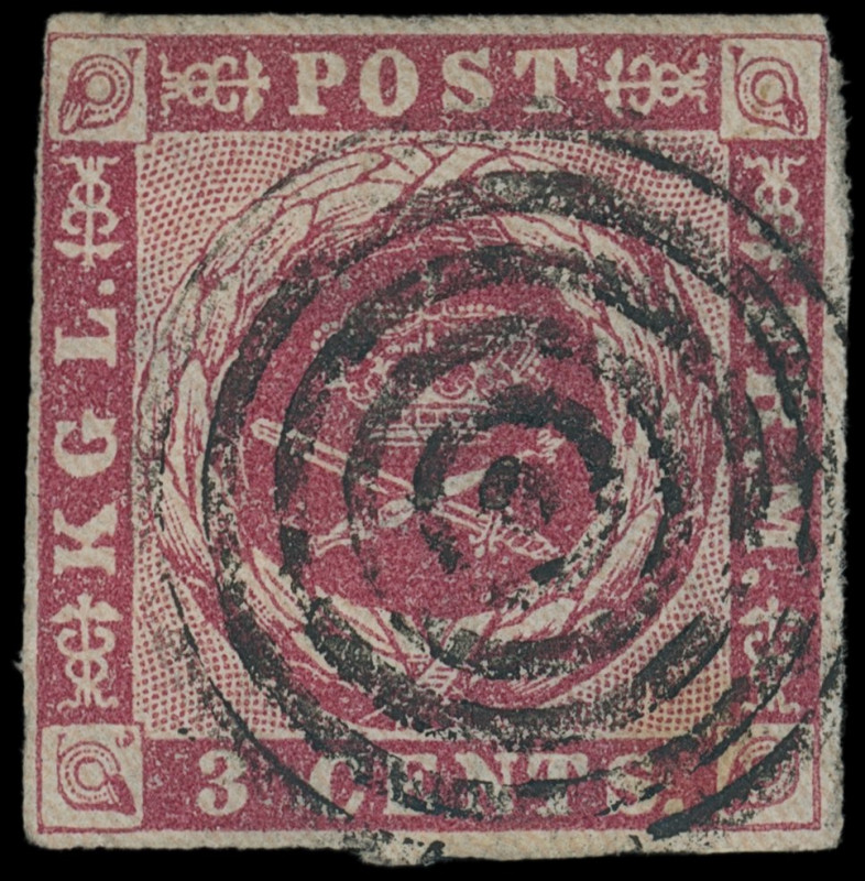 Dänisch-Westindien (Dansk Vestindien)
Europa
1856, 3 Cents karmin, 1. Ausliefe...