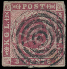 Dänisch-Westindien (Dansk Vestindien)
Europa
1856, 3 Cents karmin, 1. Auslieferung mit weißem Gummi von Kopenhagen, farbfrisch, allseits noch voll- ...