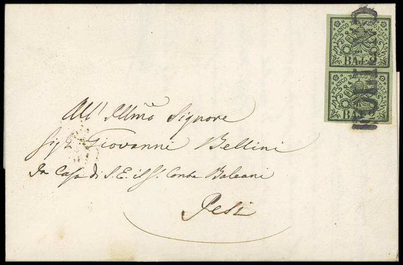 Kirchenstaat
Europa
1853-55, reizvolles Lot von sechs frankierten Faltbriefen,...