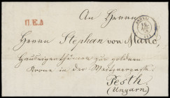 Ungarn (Magyarország)
Europa
1858, Incoming-Mail aus Griechenland, ganz außergewöhnliches Trio von drei vollständigen Faltbriefen aus Athen nach Pes...