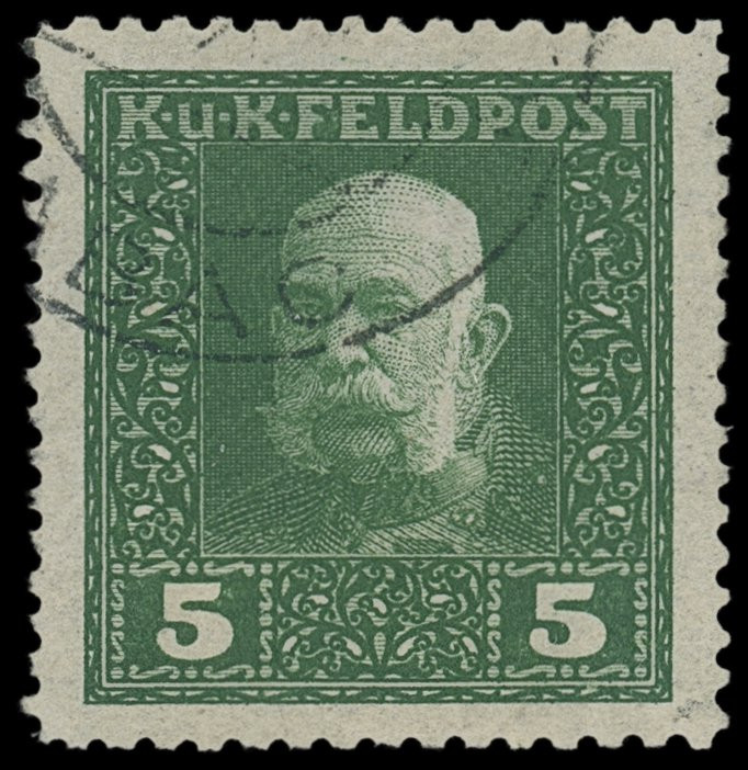 Österreichisch - Ungarische Feldpost
Europa
1915, 5 Heller grün in guter Misch...